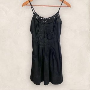 LOFT 0 Black embroidered spaghetti strap sundress great condition